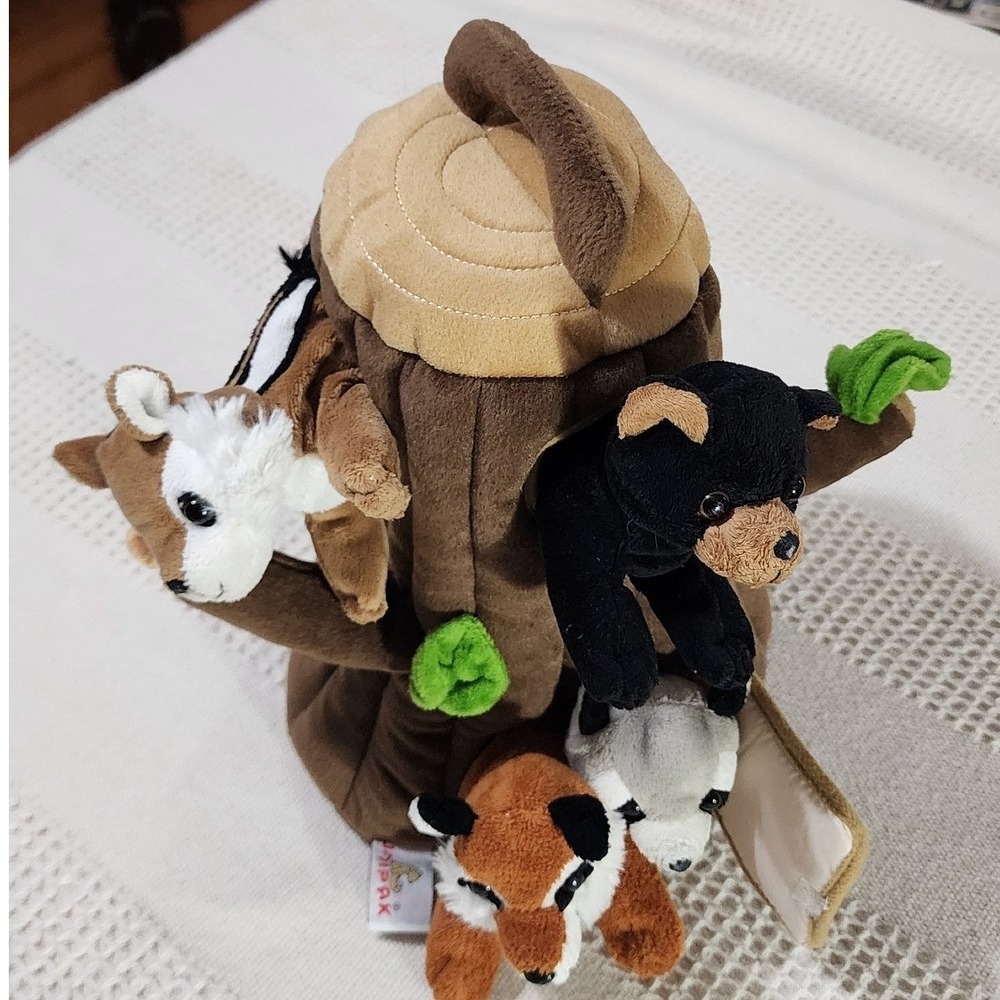 Unipak Forest Friends Plush Tree House 5 Piece Woodland Animal Set Brown 12 Inch